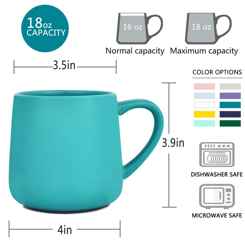 Bosmarlin Large Glossy Ceramic Coffee Mug, Tea Cup for Office and Home, 18 oz, Suitable for Dishwasher and Microwave, 1 Pack (Aquamarine) - Image 3